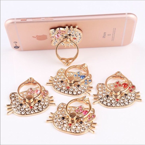 🎀NEW HELLO KITTY Cell Phone Ring Grip Gold NWT - Picture 2 of 8